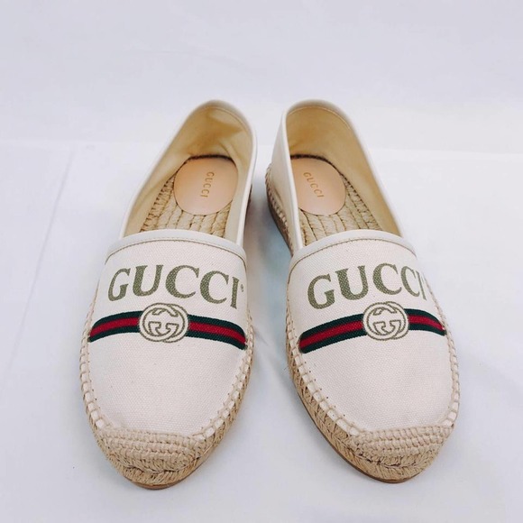 GUCCI logo printed canvas espadrilles flats - Picture 8 of 9